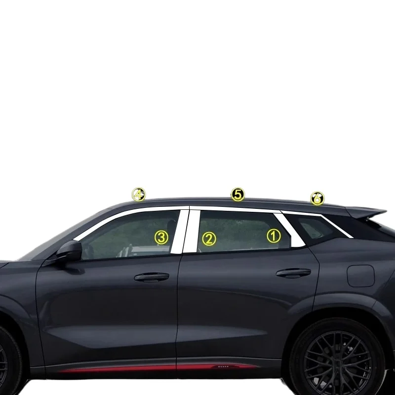 

Для Chang'an Auchan Z6 2022-2023-2024 яркая полоса для окна, край окна, отделка из нержавеющей стали, аксессуары