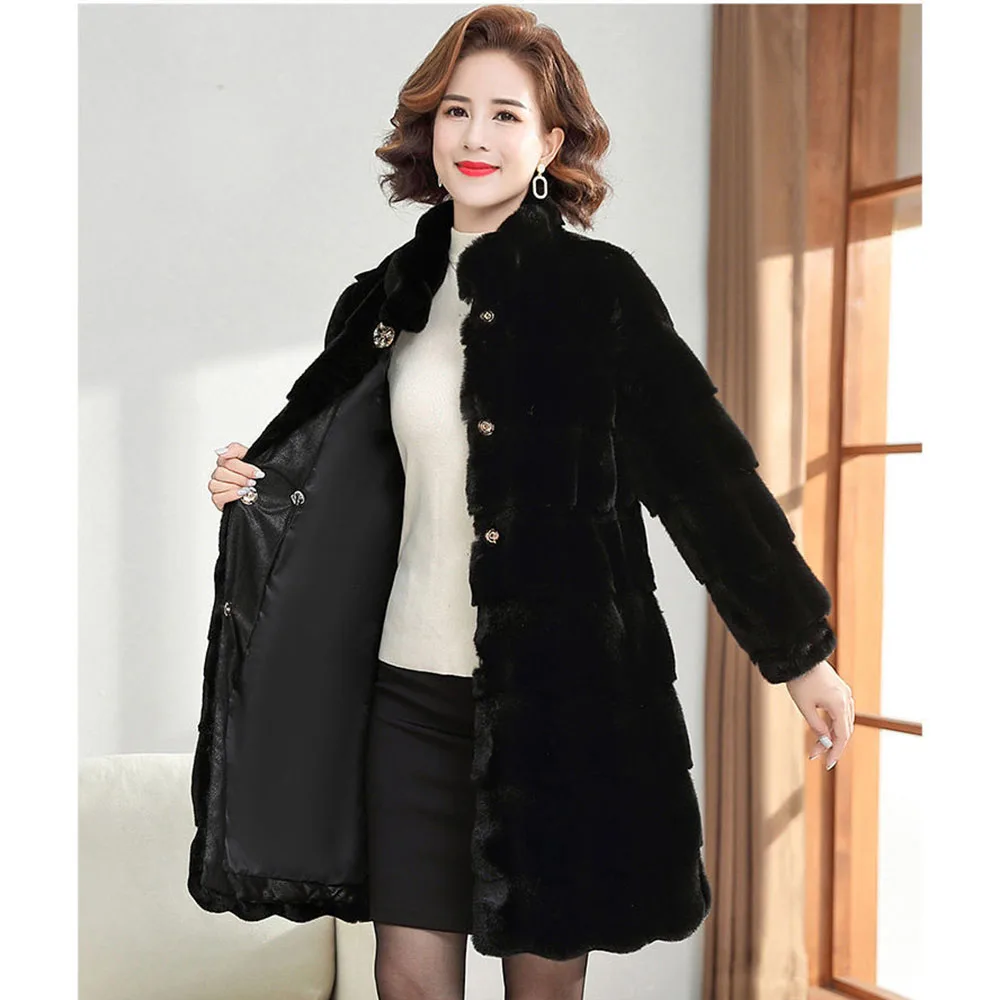 Autumn Winter Women\'s Faux Fur Coat New Thick Warm Imitation Mink Vevet Jacket Large Size Loose Soft Comfortable Fur Outwear 5XL