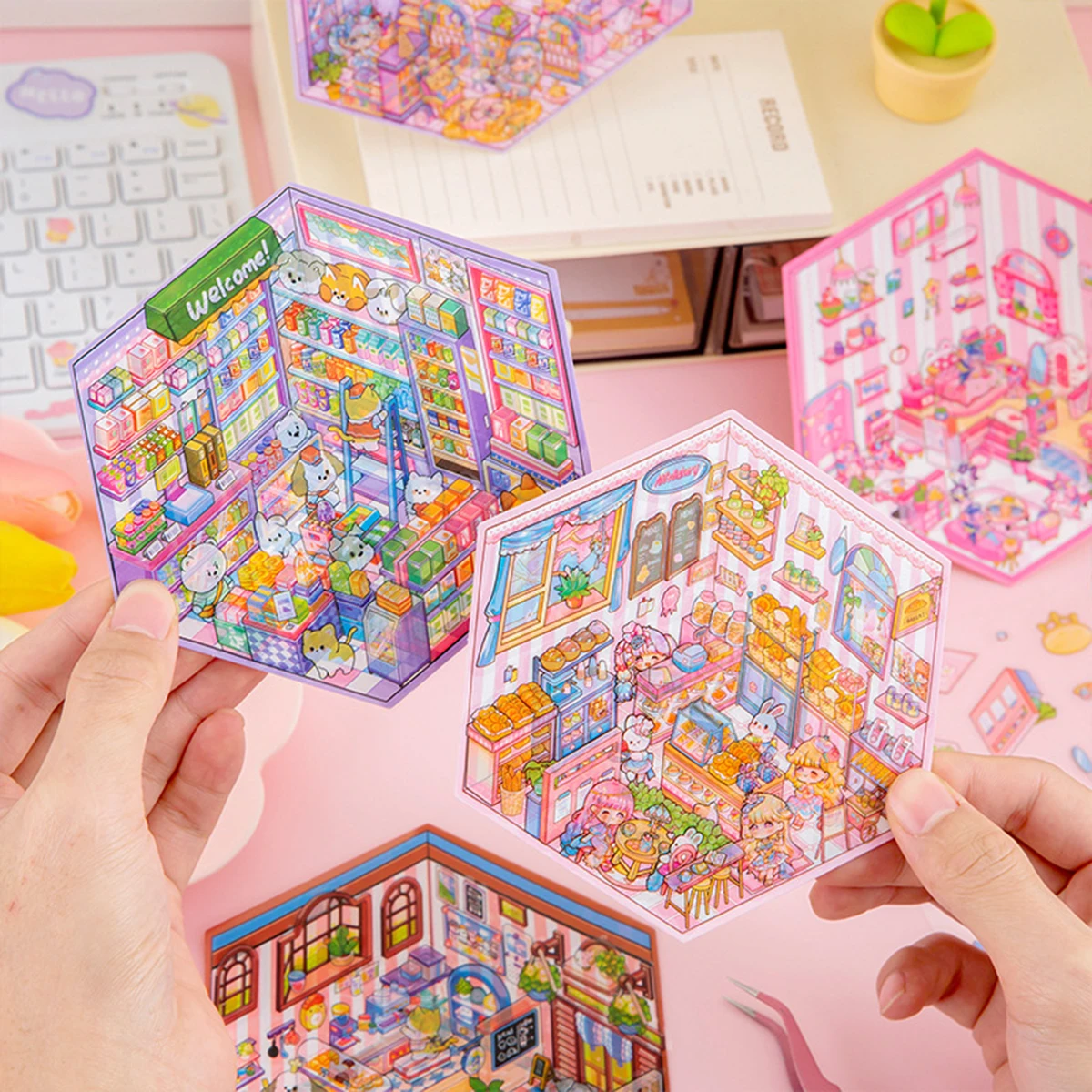 DIY 3D-Aufkleber-Szenen: Machen Sie Ihr Zuhause süß – Kawaii-Therapie-Aufkleber zur Stresslinderung, Weihnachts- und Oster-Aktivitäten, Geschenkidee für den Osterkorb – Detail 8
