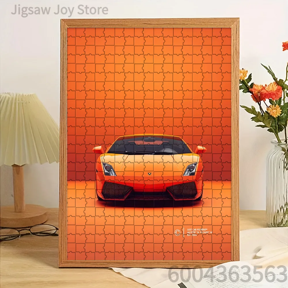 

Paper Jigsaw Puzzle Bold Orange High-Performance Supercar Front View Artwork Monochromatic Orange Tone Design Creative Home Wall