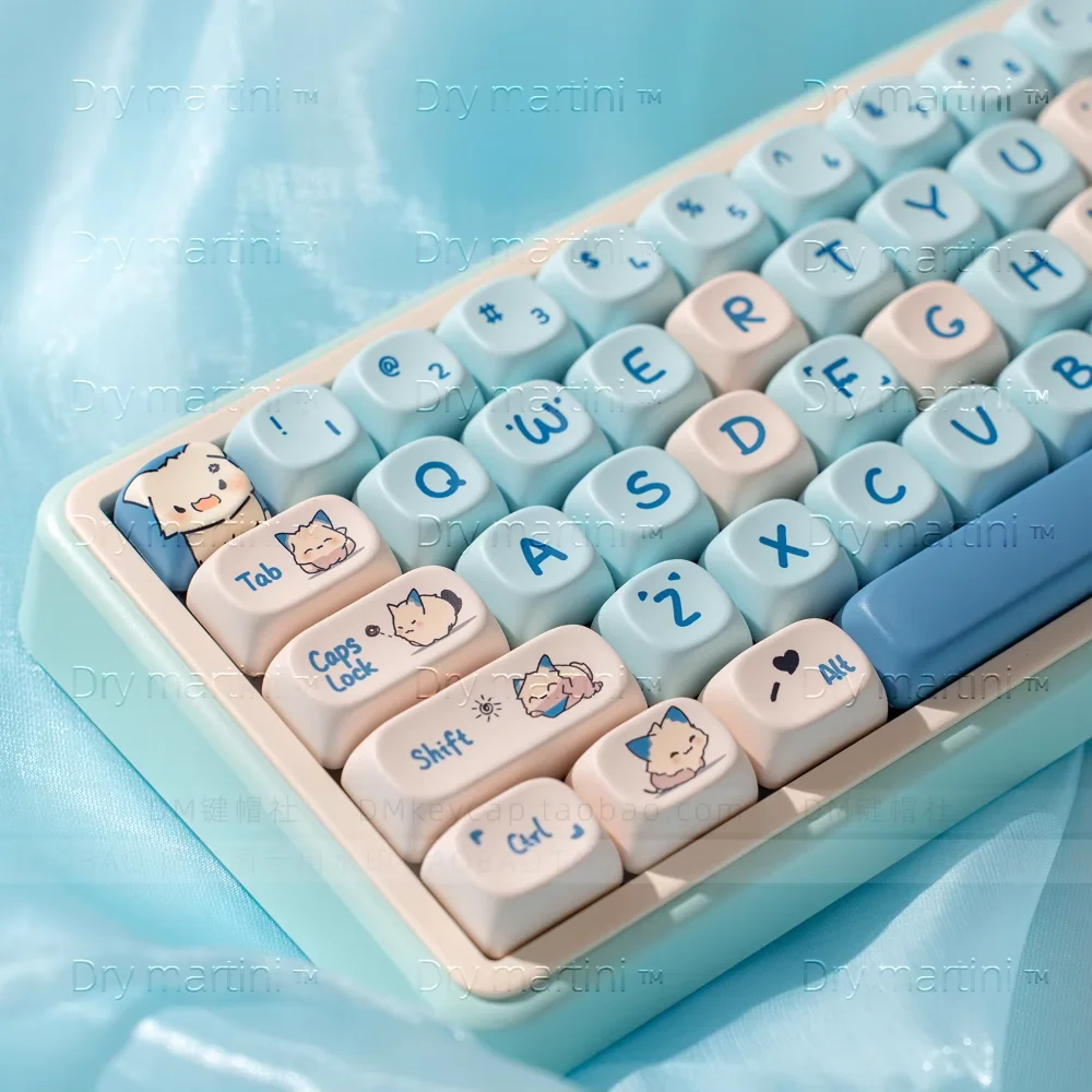Teclado Mecânico Bonito Gato Irritado Teclas Moa Pbt Sublimação de Calor Interruptor mx 60 84 90 104 108 Layout 142 Chaves