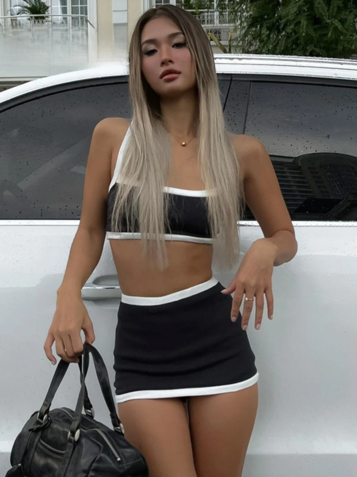 

Модный облегающий комплект с юбкой с запахом на бедрах, женская юбка, ансамбль, лето 2023, наряд из смеси полиэстера Sli Cact