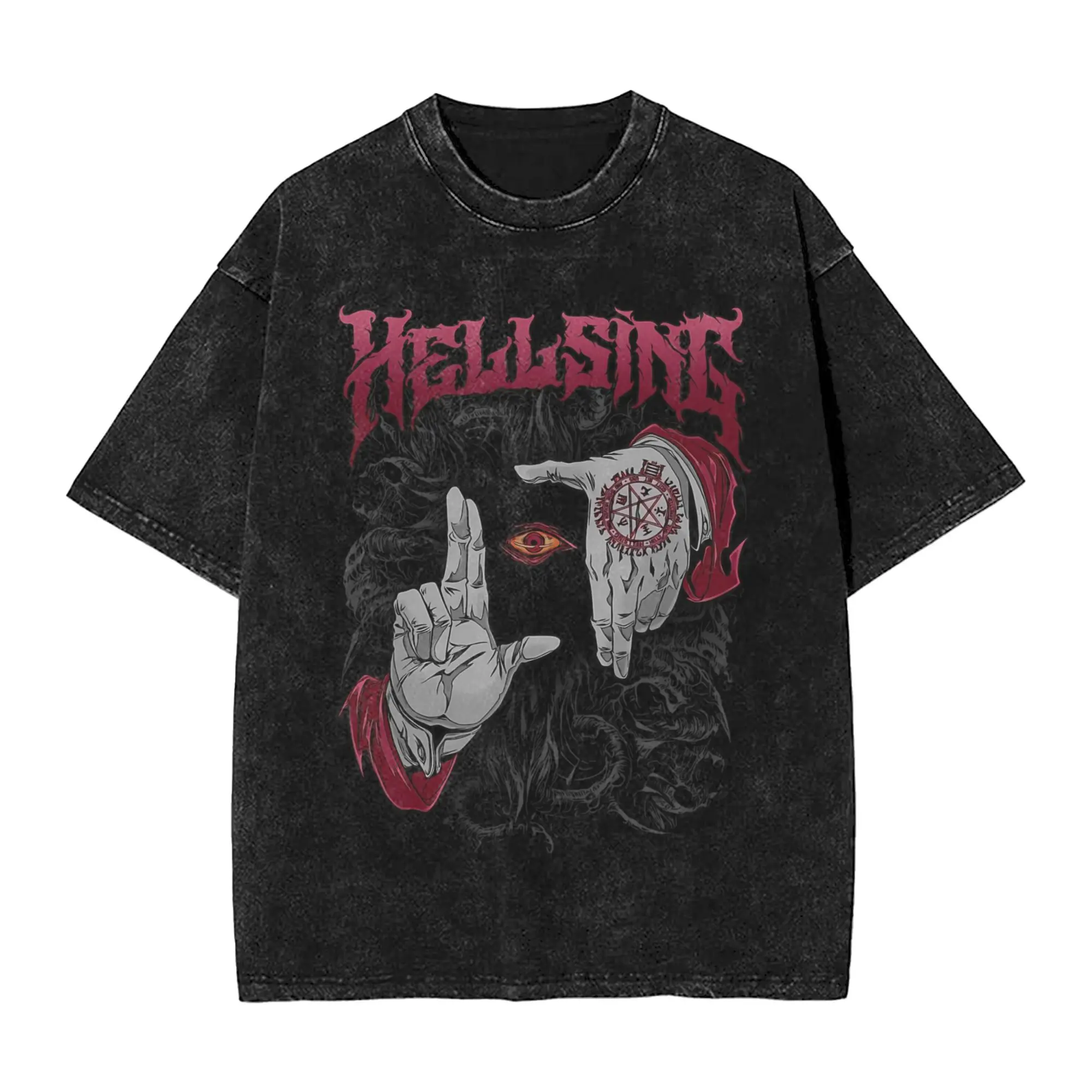

Футболки Hellsing Alucard для мужчин, забавные футболки из чистого хлопка, винтажные футболки с круглым вырезом, одежда с короткими рукавами для взрослых