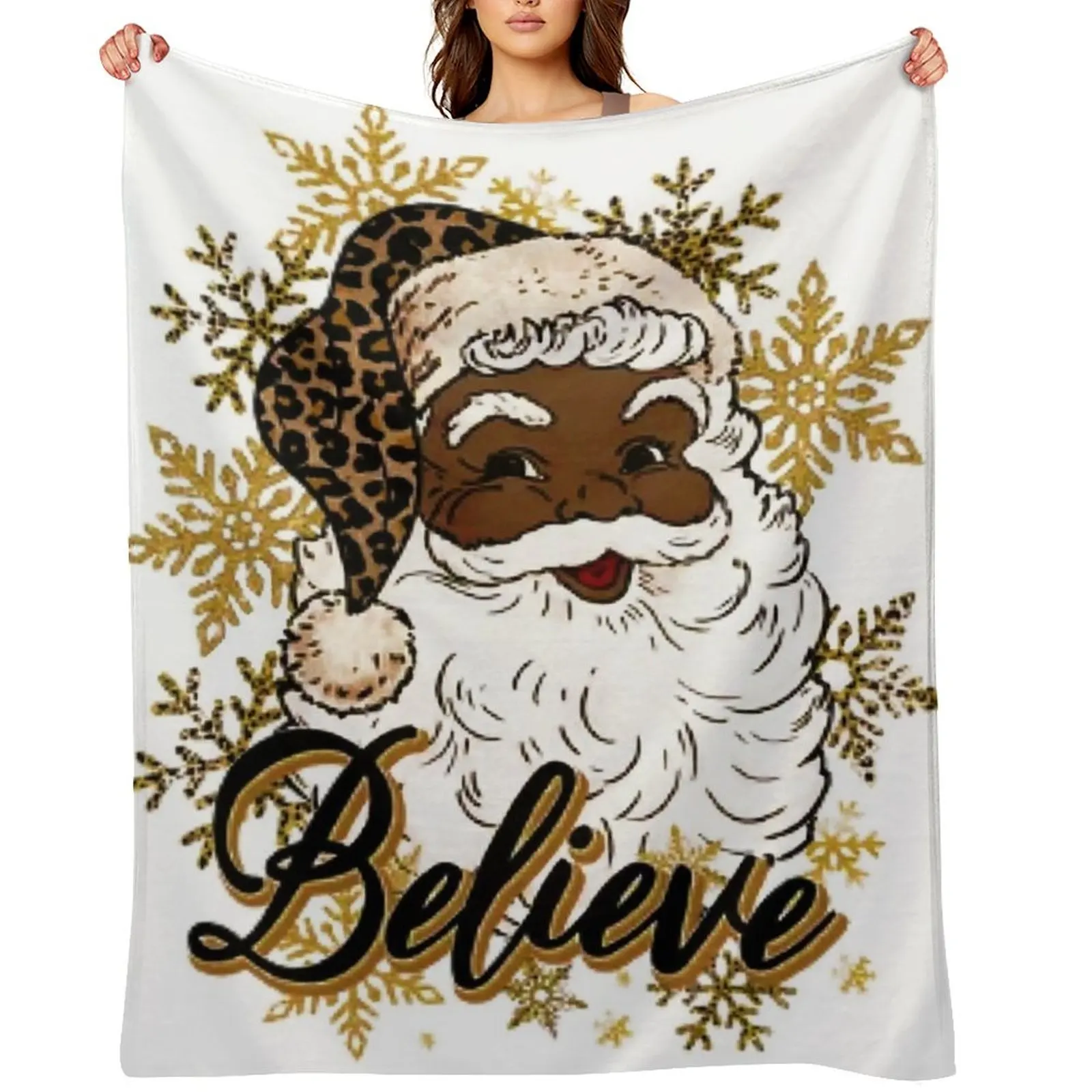 

Believe in Black Afrocentric Santa Claus Throw Blanket Fashion Sofas Camping Bed Fashionable Stuffeds Blankets