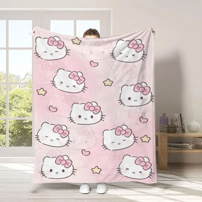 귀여운 헬로키티 푹신한 담요와 블랭킷 침대 덮개 럭셔리 홈 인테리어 마이크로파이버 침구 소파 무릎 담요