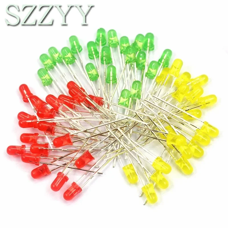 100pcs/lot 3mm 5mm LED Red Green Yellow Blue White F3 F5