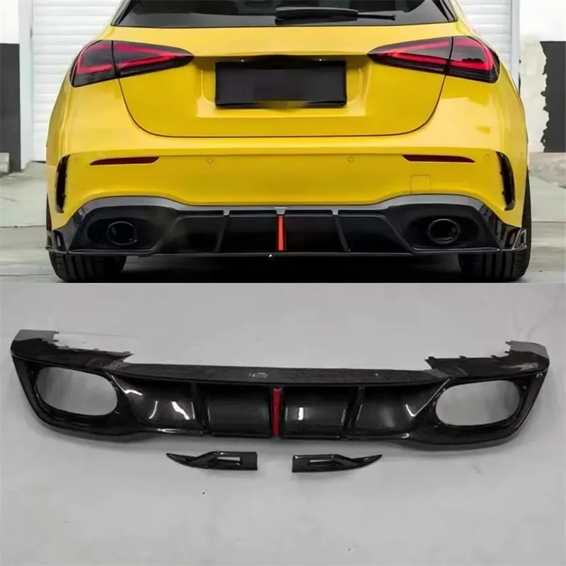 

For Mercedes Benz W177 A35 A45 A45S Real Carbon Fiber Car Rear Bumper Lip Diffuser Splitters Spoiler Back Accessories Body Kit