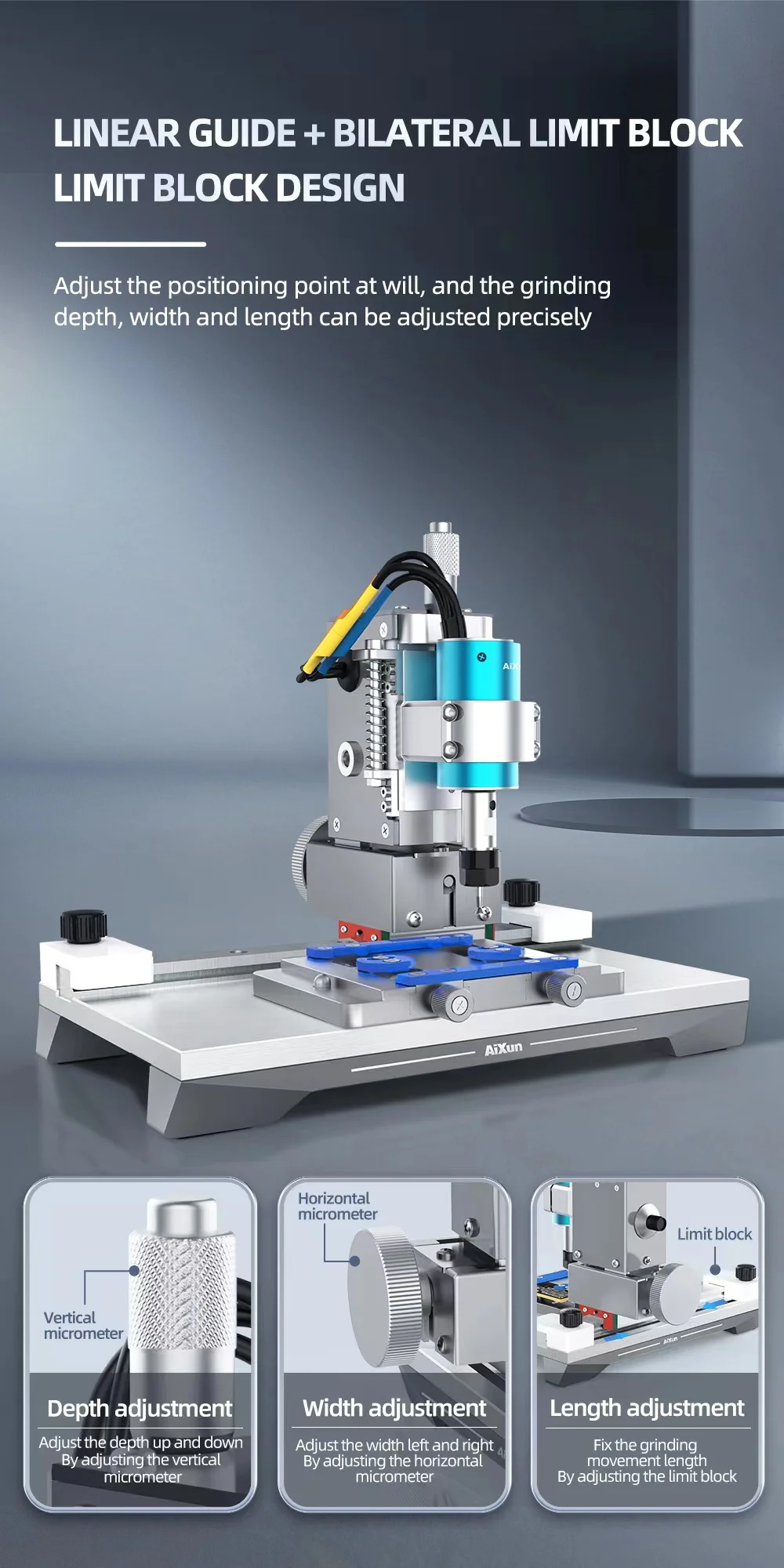 JC Aixun 2ND GEN ALL-IN-ONE Chip Grinding Machine MAX 24000r/min for Cellphone IC Motherboard Nand Chip Grinder Polishing Repair