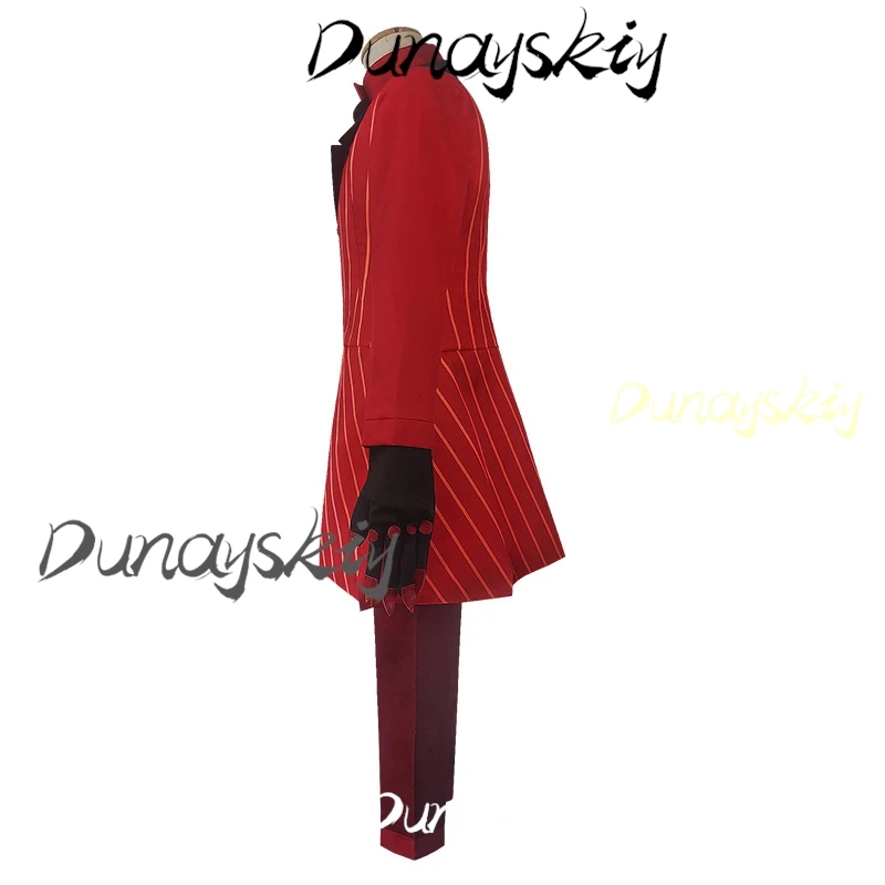 هازبين كوسبلاي زي الفندق ALASTOR أزياء تنكرية طقم شعر مستعار بدلة حمراء موحدة سترة سروال موحد للهالوين كوس عنصر مخصص