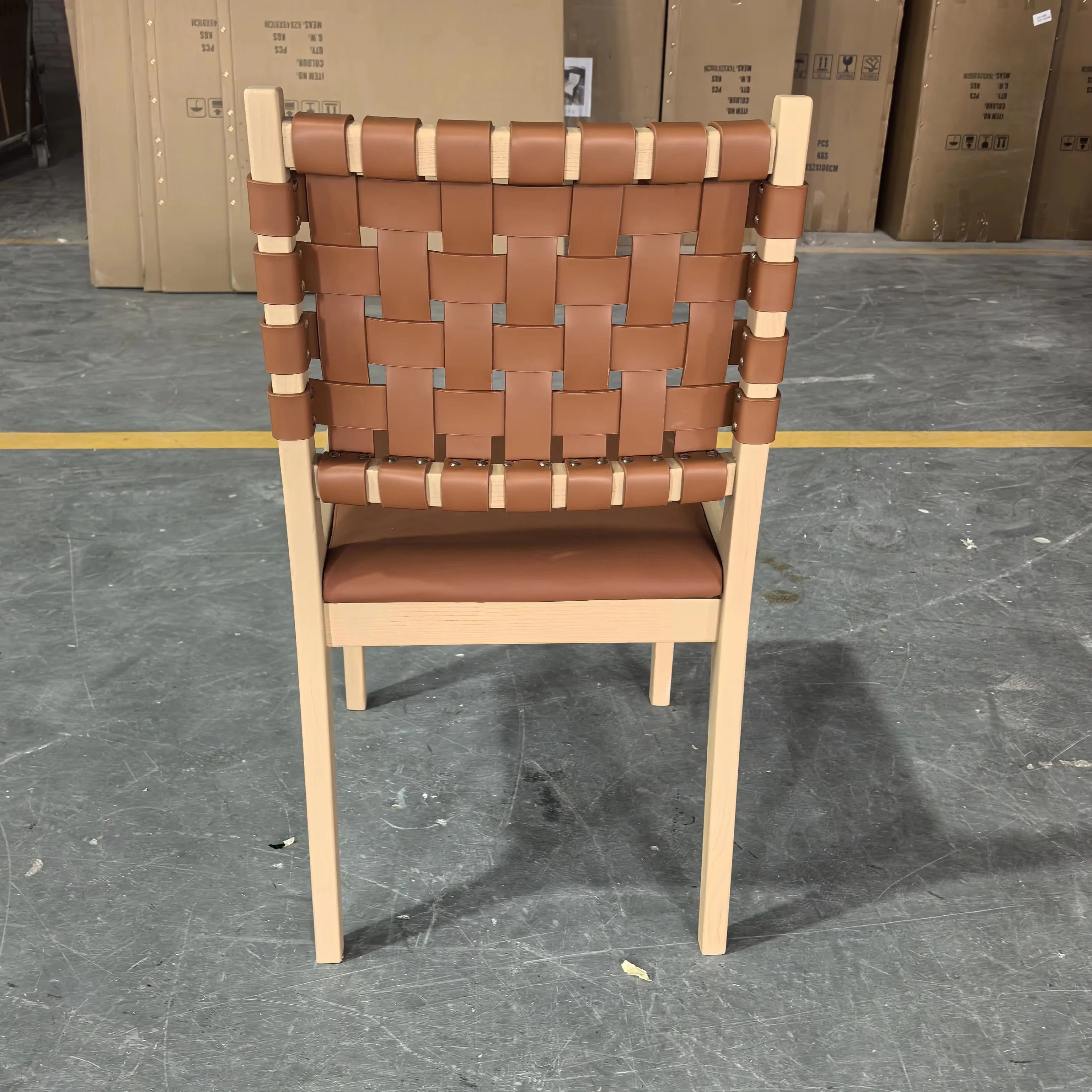 #Wooden Chair Outdoor Patio Indoor Dining Furniture Bar Chair With Synthetic Leather Durable Material