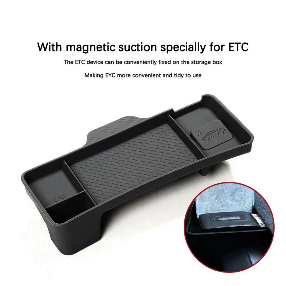 

Black Center Console Behind Screen Storage Box For Tesla For Model Y For Juniper 2025 Center Console Organizer Box