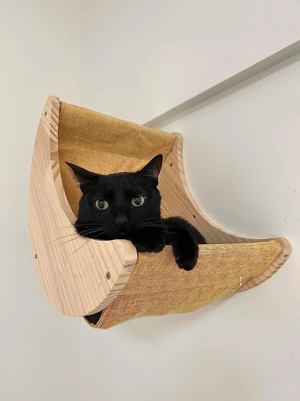 Cat Shelf Wall Hammock Climbing Shelves Moon Shaped And Perches Ladder Solid Wood Steps For Activity Indoor Cats Wall Furniture