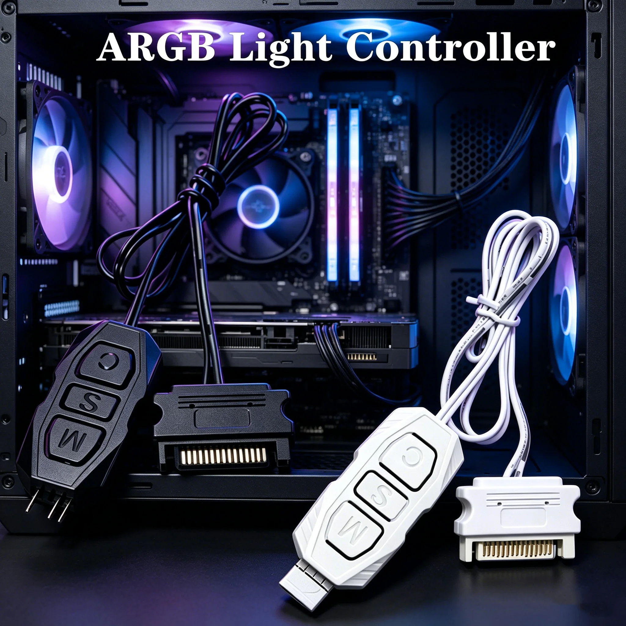 5V 3-Pin ARGB Case Lighting Controller, 3-Button Controller, Suitable for LED Strips, Cooling Fans, Etc.