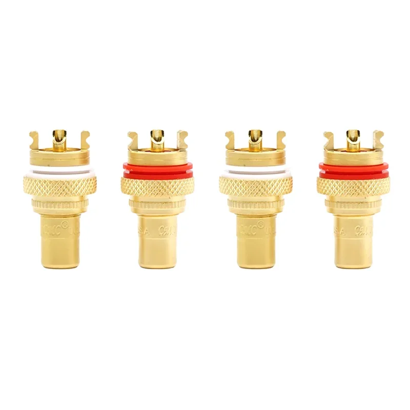 5/20PCS RCA Connector Socket Chassis Panel Mount Female Speaker Terminal Bright Dumb Gold Plated Jack HiFi Audio Plug