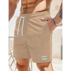 Summer New Solid Color Men Corduroy Sweatpants Casual Shorts Men's Beach Shorts Basketball Short Trousers Men's Clothing