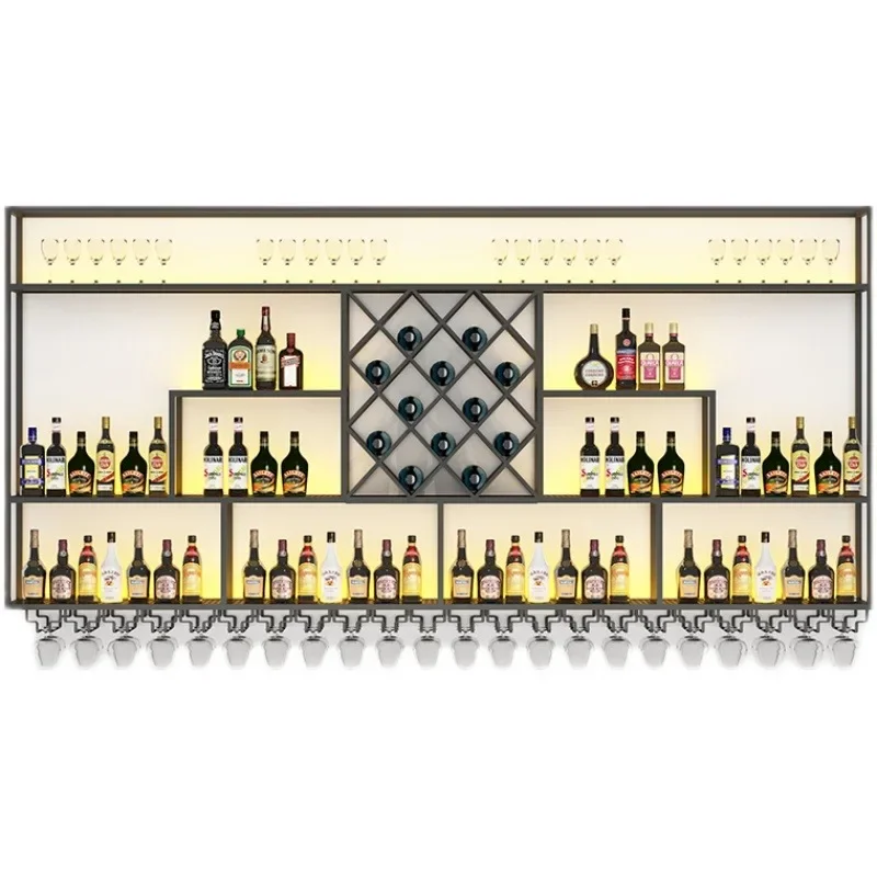 

Wrought Iron Cabinet Industrial Rack Bar Wine Display Cabinets Restaurant Wine Storage Showcase Vitrina Bar Furniture