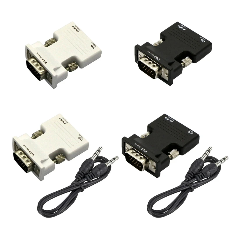 to VGA Converter With 3.5mm  Cable For  PC Laptop TV Monitor Projector 1080P for HD To VGA Adapter Y3ND