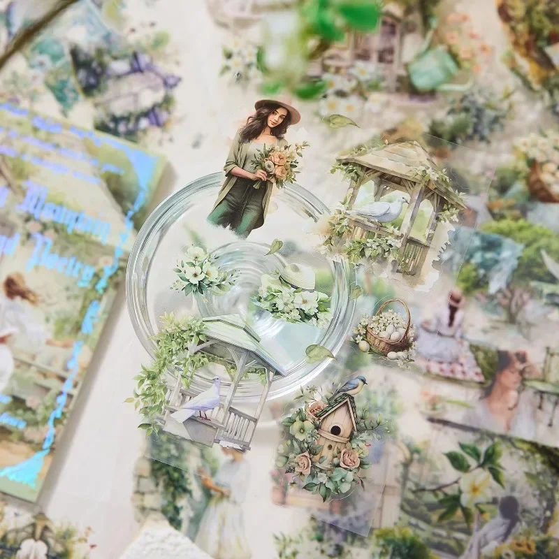 20Sheets/pack Floating Light Dream Series Die-Cut PET Sticker Book Vintage Girl Journal Theme Sticker Supplies cute stickers
