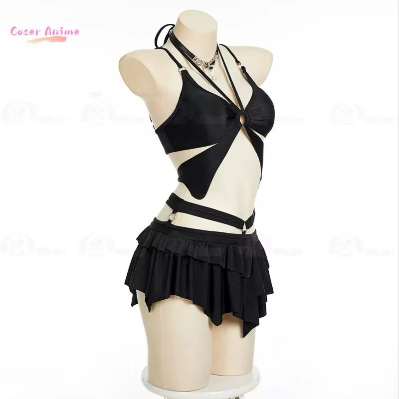 bikini-papillon-romance-sombre--maillot-de-bain-deux-pieces-elegant-noir-licou-pour-piscine