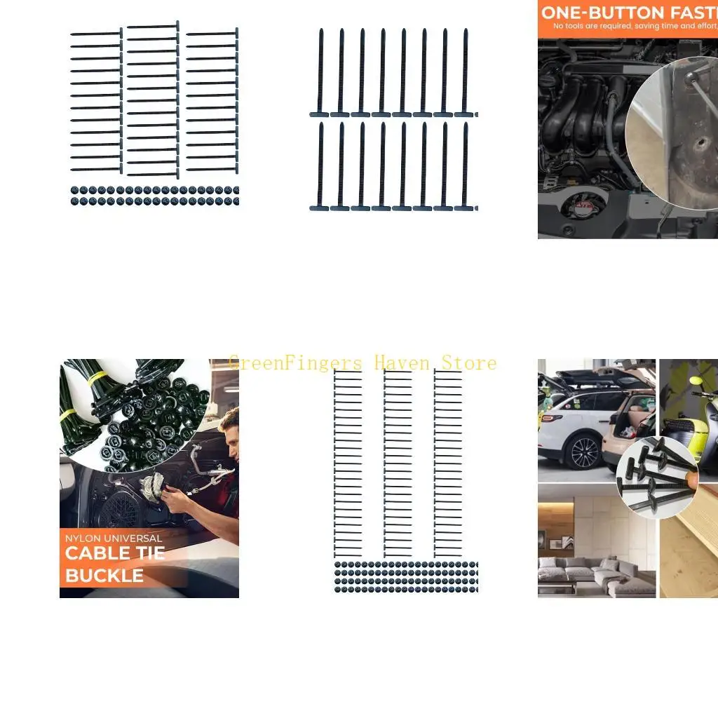 F68D 20/50/100Pcs Nylon Universal Cable Tie Buckle Cable Ties Car Repair Locking Zip Ties Holder Tool for Car, Garage & Home