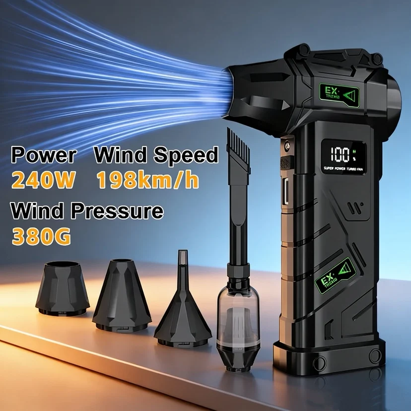 強力な暴力ファン-1000000rpm-ターボエアブロワー-380g-推力高速ブラシレスターボジェットブロワー-led-照明付き新品
