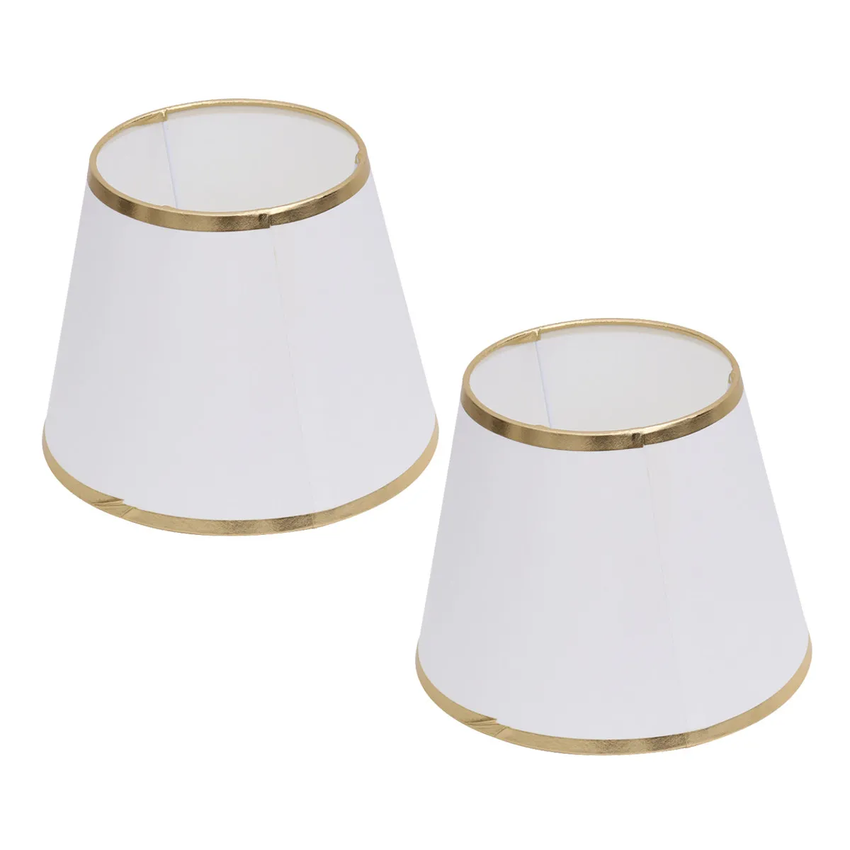 2Pcs Cloth Lampshade Golden Brim Light Cover 22Cm Diameter Decorative Diffuse Lighting for Bedroom Living Room