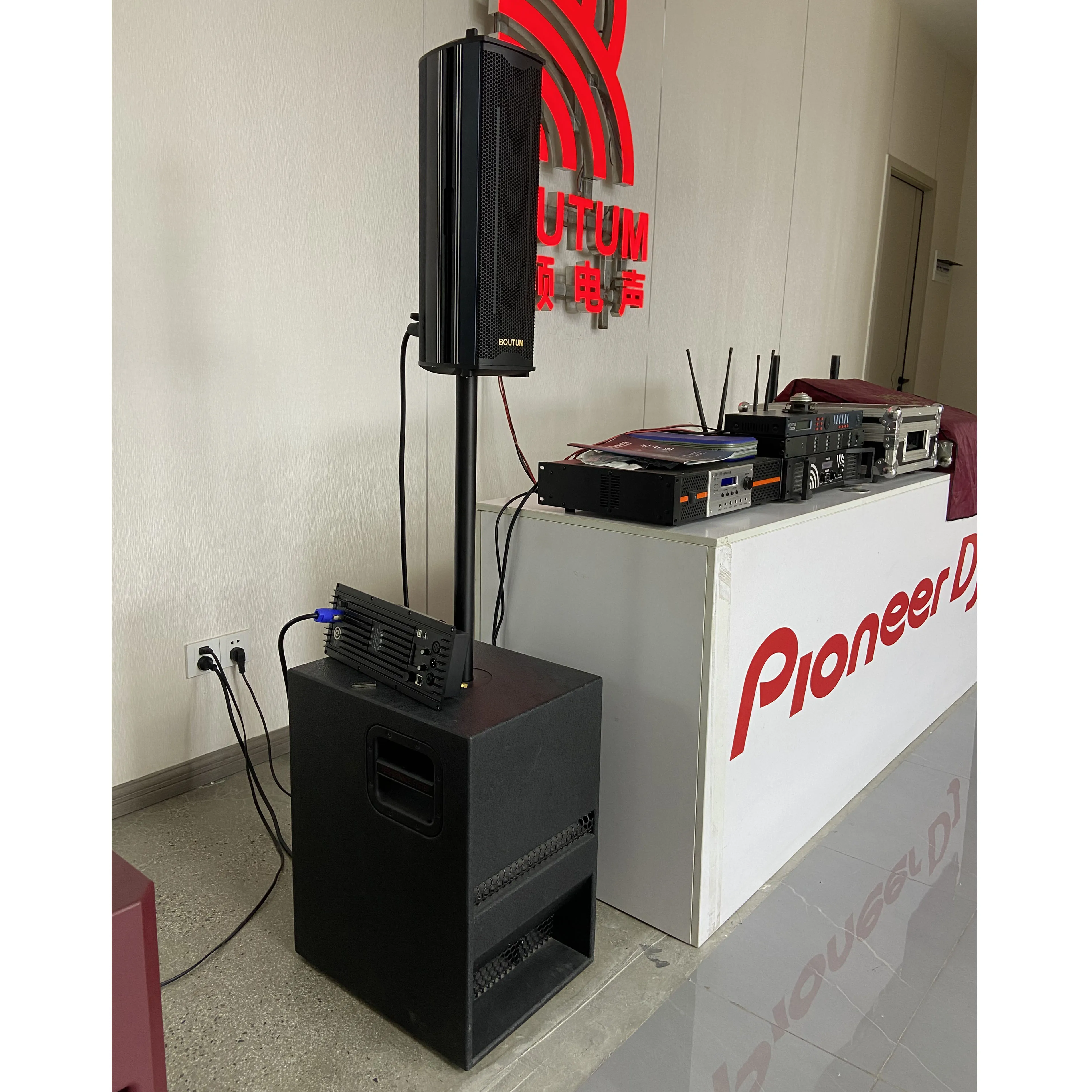 4.5 Inch Column Speakers with 12 Inch Subwoofer Active Audio PA Sound System Audio Sound Equipment