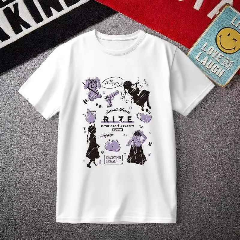 1pc Is The Order A Rabbit Japanese Anime Cotton T shirt Unisex Men Women Kids Summer Streetwear Casual Short Sleeve Tops