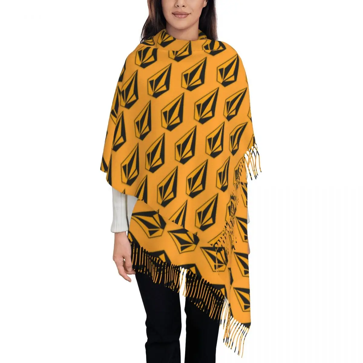 

Custom Print Scarf V-Volcoms Logo Keep Warm Shawl Wraps with Long Tassel Women Headwear Scarves Winter Designer Bufanda Mujer