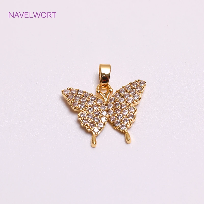 Charms For Jewelry Making,18K Gold Plated Inlaid Zircon Heart Shape Pendants DIY Fashion Jewelry Making Accessories