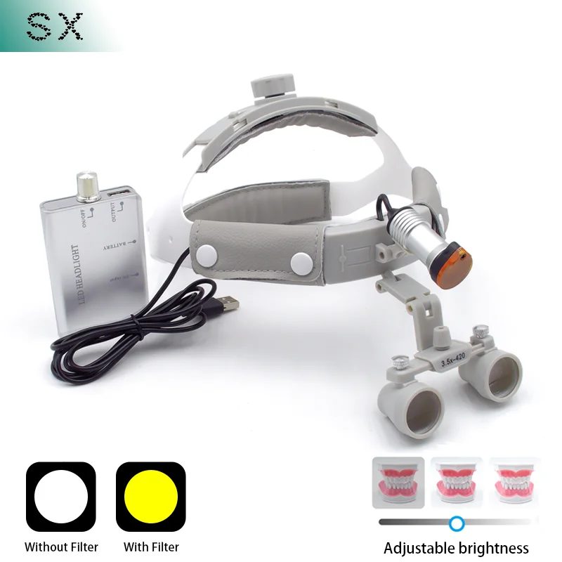 Loupe Magnifier With 5W LED Spotlight for Dental Laborator Medical Magnifier and ENT Dentistry Oral Lamp Surgical Magnifiers