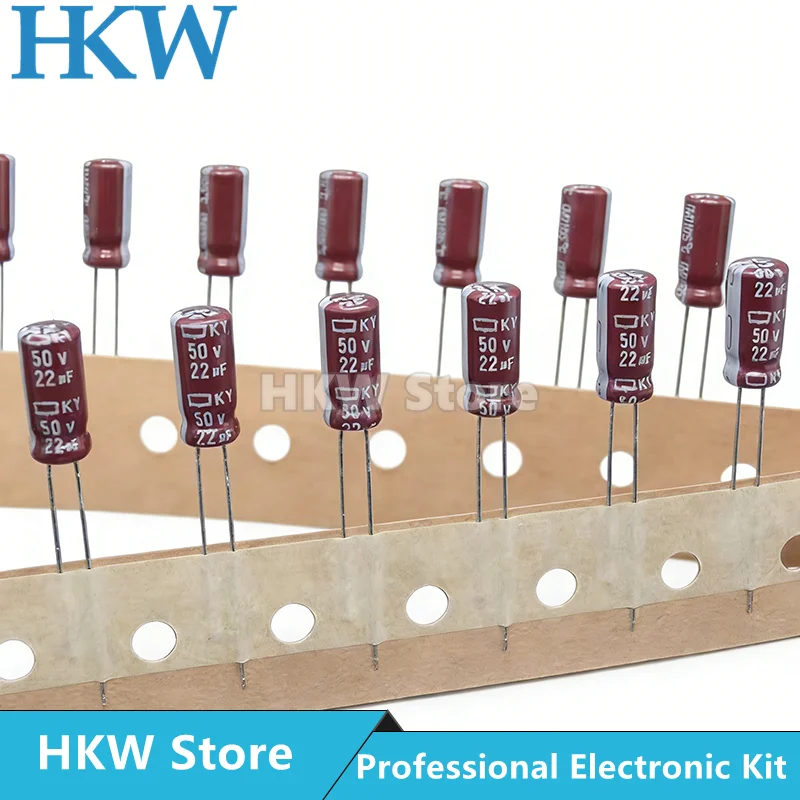 10-100pcs 10UF 50V 22UF 50V NIPPON NCC KY Series 5x11mm Low Impedance 50V10UF 50V22UF Aluminum Electrolytic Capacitor 22UF50V