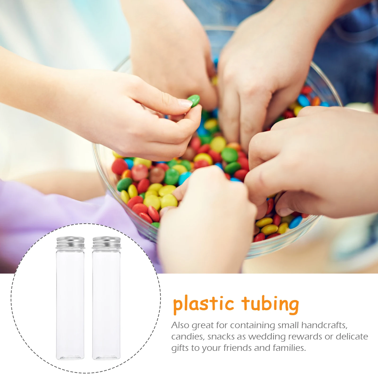 

10 PCS Flat Bottom Test Tube Plastic Clear Candy Tubes Bottomed with Caps