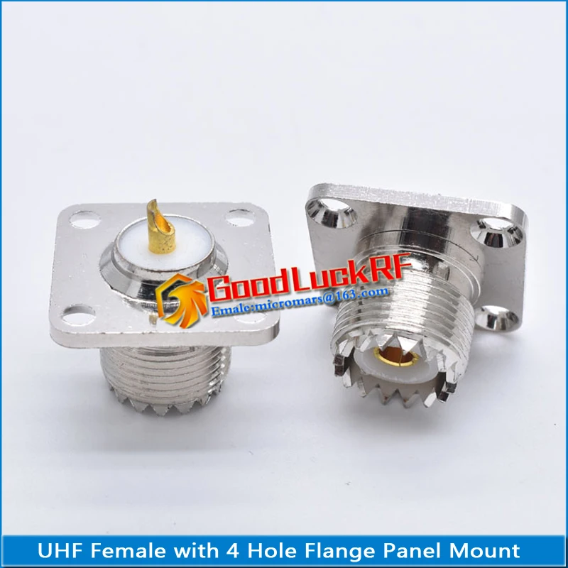 

PL259 SO239 PL-259 SO-239 UHF Female 4 Hole Flange Panel Mount 25 * 25 mm Solder Cup Cable hollow Brass RF Coaxial Adapter