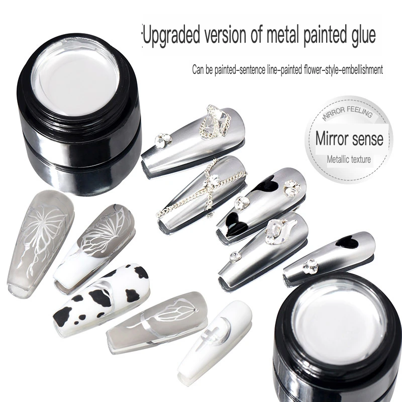 

FN Upgraded Mirror Metal Paint Nail Polish Gel, Nail Pull Line, And Silver Phototherapy Nail Polish Gel Polish