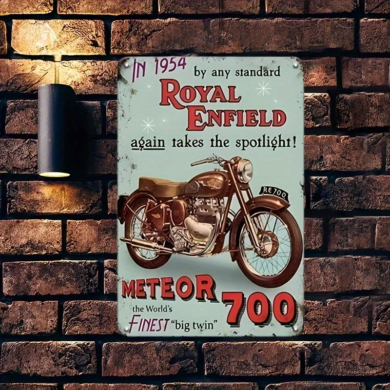 

Royal Enfield Meteor Monte-Carlo Vintage Metal Tin Sign - Perfect for Man Cave, Garage, or Bar Decor, 8"x12" Aluminum Wall Art