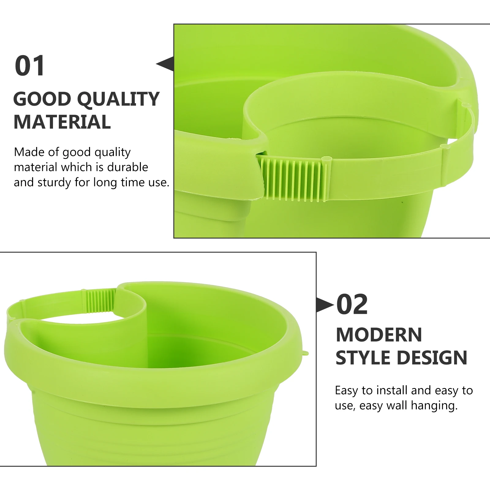 

2Pcs Wall Hanging Flower Pot Durable Modern Plants Plastic Container Lightweight Space Saving Garden Use