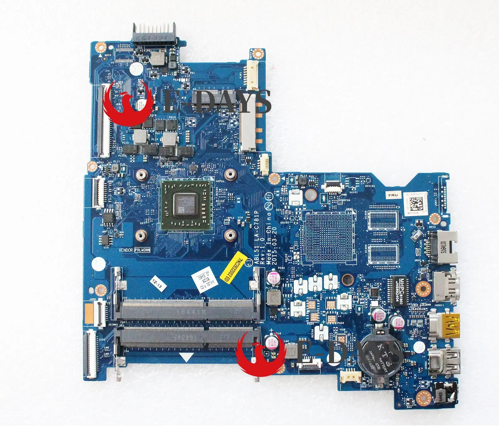 

Материнская плата для ноутбука HP Pavilion 15-AF ABL51 LA-C781P A6-5000 DDR3L протестирована нормально