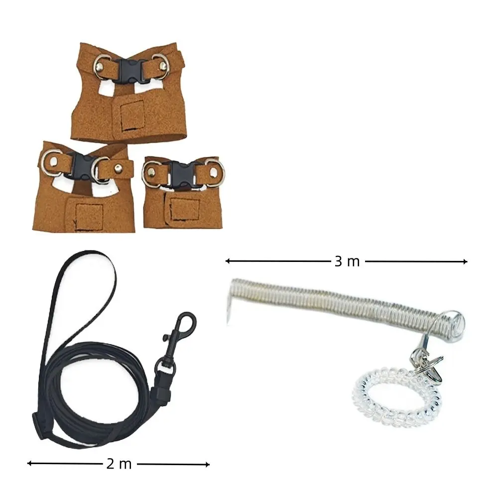 بو الجلود الزواحف تسخير قابل للتعديل 3 حجم سترة الحيوانات الأليفة التدريب يسخر أسود براون لينة الزواحف المشي المقود للحيوانات الصغيرة