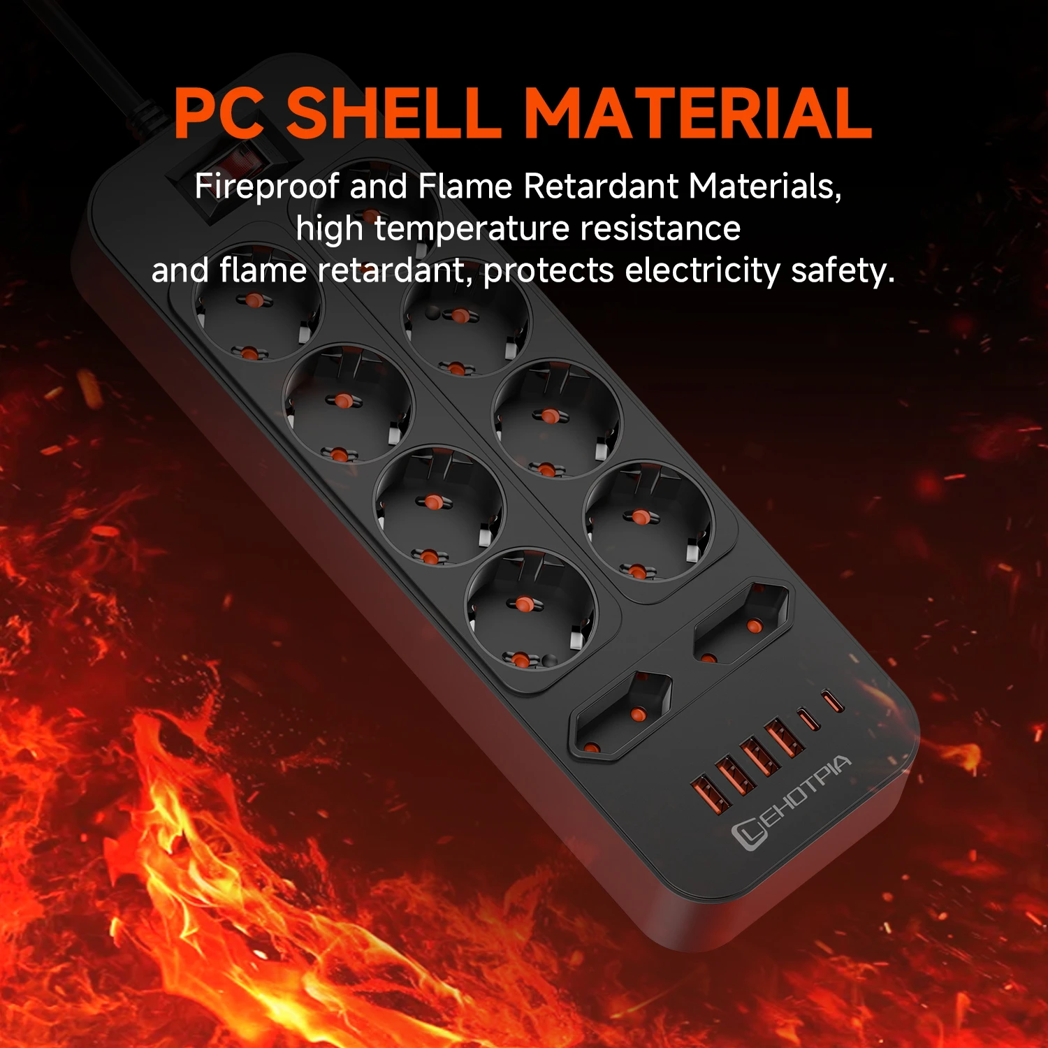 الأوروبي القياسية التوصيل المخرج 3680 واط 10 التيار المتناوب Multitap الاتحاد الأوروبي التوصيل 1.8 متر تمديد الحبل مقبس قطاع الطاقة مع منافذ USB C شحن