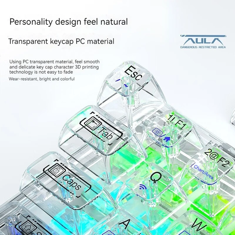 Imagem -04 - Aula F68 Teclado Mecânico Personalizado Bluetooth Transparente sem Fio Três Modo Hot Plug Acessórios de Computador Jogo Esports