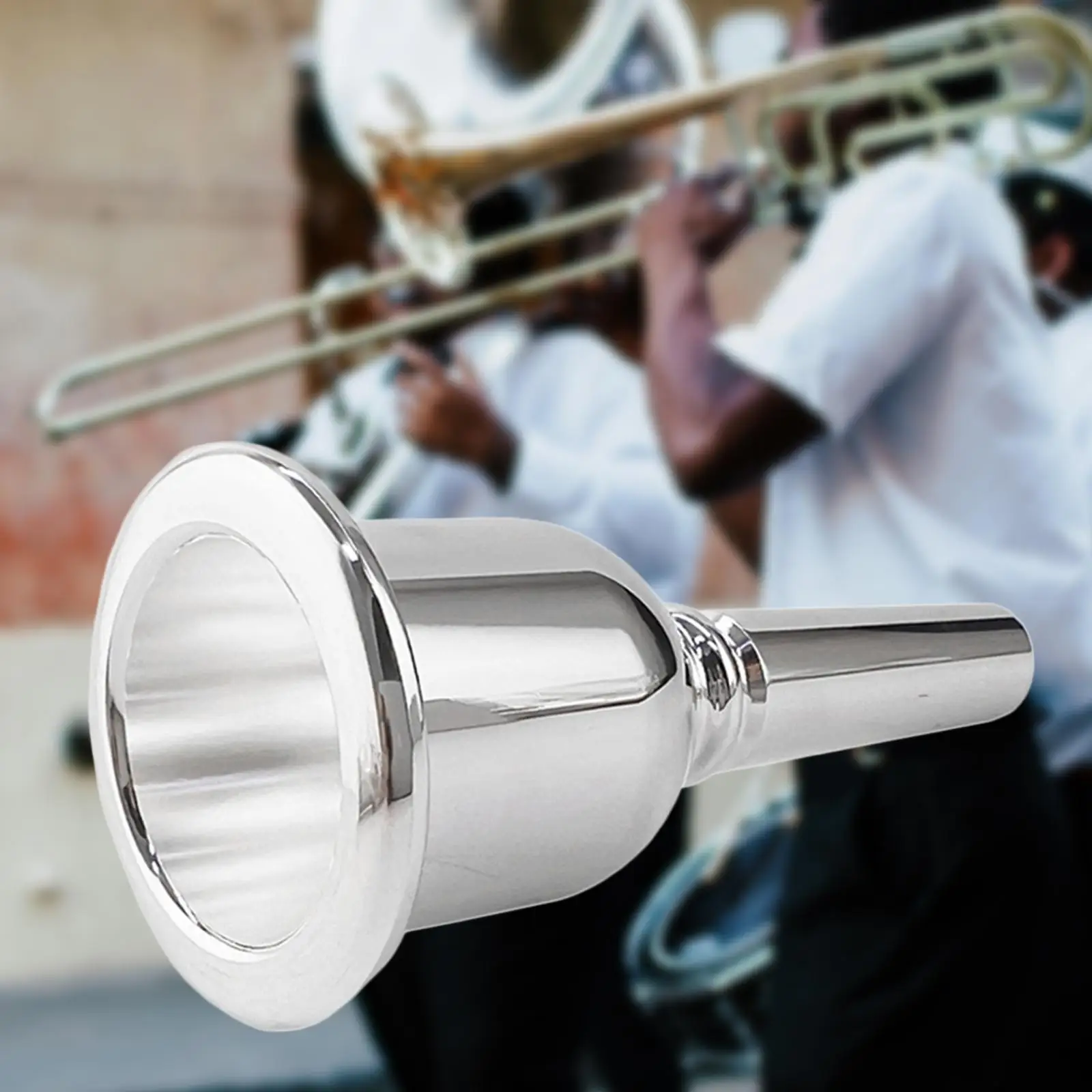 

Tuba Mouthpiece Instrument Accessories Gift for Music Lovers Horn Mouth Sturdy Professional Brass Brass Mouthpiece Silver Plated