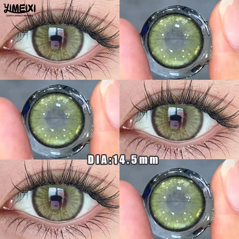 YIMEIXI-lentes de contacto para miopía, lentes de contacto para pupilas de belleza grandes, Ojos de-0,00 a-8,00, marrón y azul de diamante para