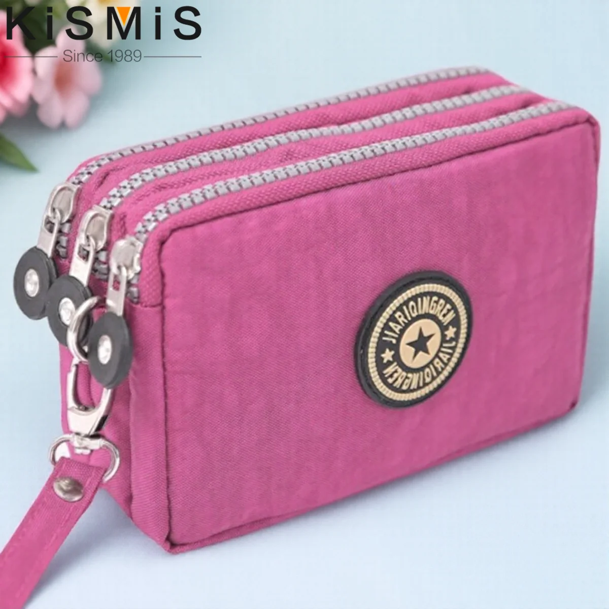 High Capacity 3 Layer Zipper Coin Purse Unisex Solid Color Waterproof Wallet Portable Phone Makeup Bag