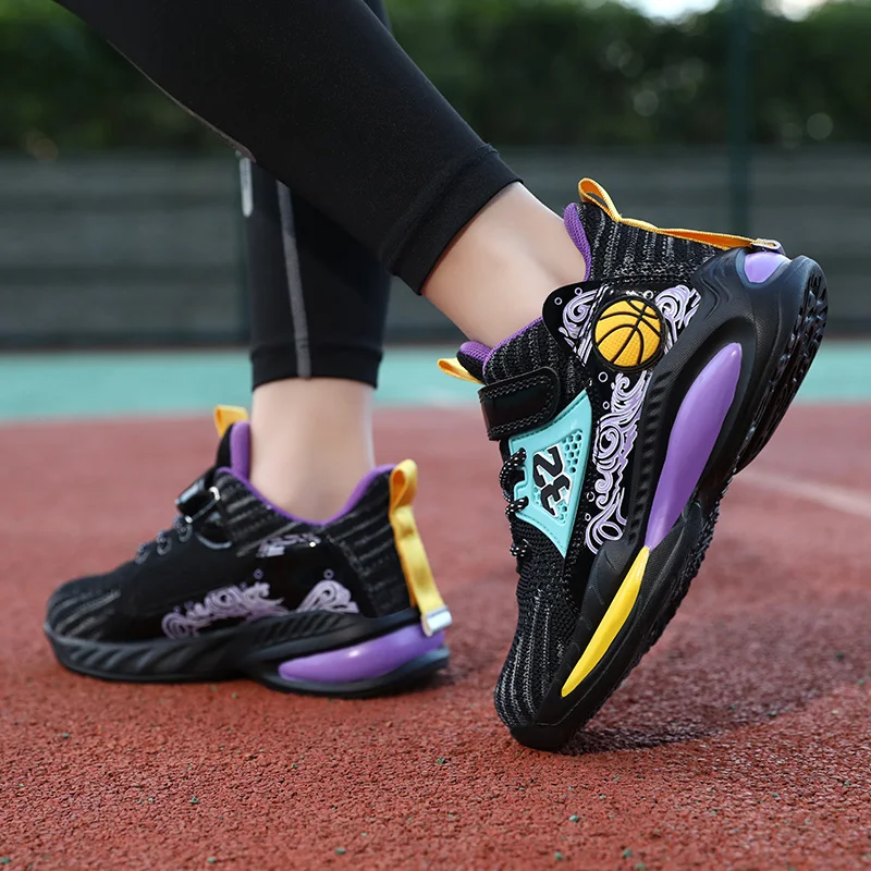 2022 New Kids Sneakers Breathable Basketball Shoes Shock-Absorbant Boys Basketball Sneakers Comfortable Girls Training Sneakers