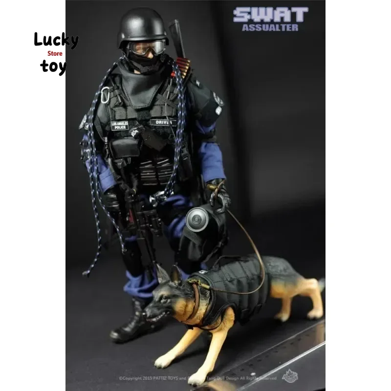 1/6 Scale Action Figure Head Rotatable Animal Simulation Police Dog Wolf Dog Model for 12" Scene Accessory Diaplay Collection