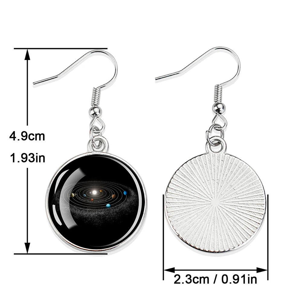 Solar System Planet Earring Moon Sun Earth Glass Dome Drop Earrings for Women Men Universe Space Astronomical Jewelry Gift