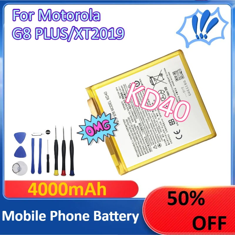 

New KD40 4000mAh Rechargeable Battery For Motorola G8 PLUS/XT2019 Mobile Phone Battery +Tools