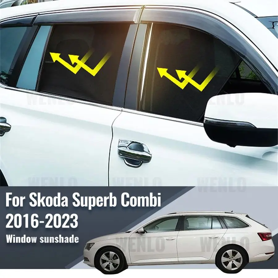 

For Skoda Superb Combi 2016-2023 Front Windshield Frame Curtain Magnetic Car Sunshade Shield Rear Side Window Sun Shade Visor