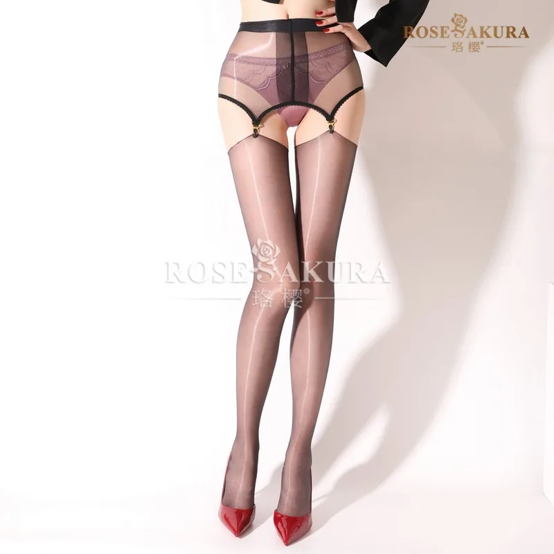 

Ультратонкие чулки-гольфы Luo Ying8501 Aurora, облегающие бедра, съемные, сексуальные, глянцевые черные, выше колена, для женщин